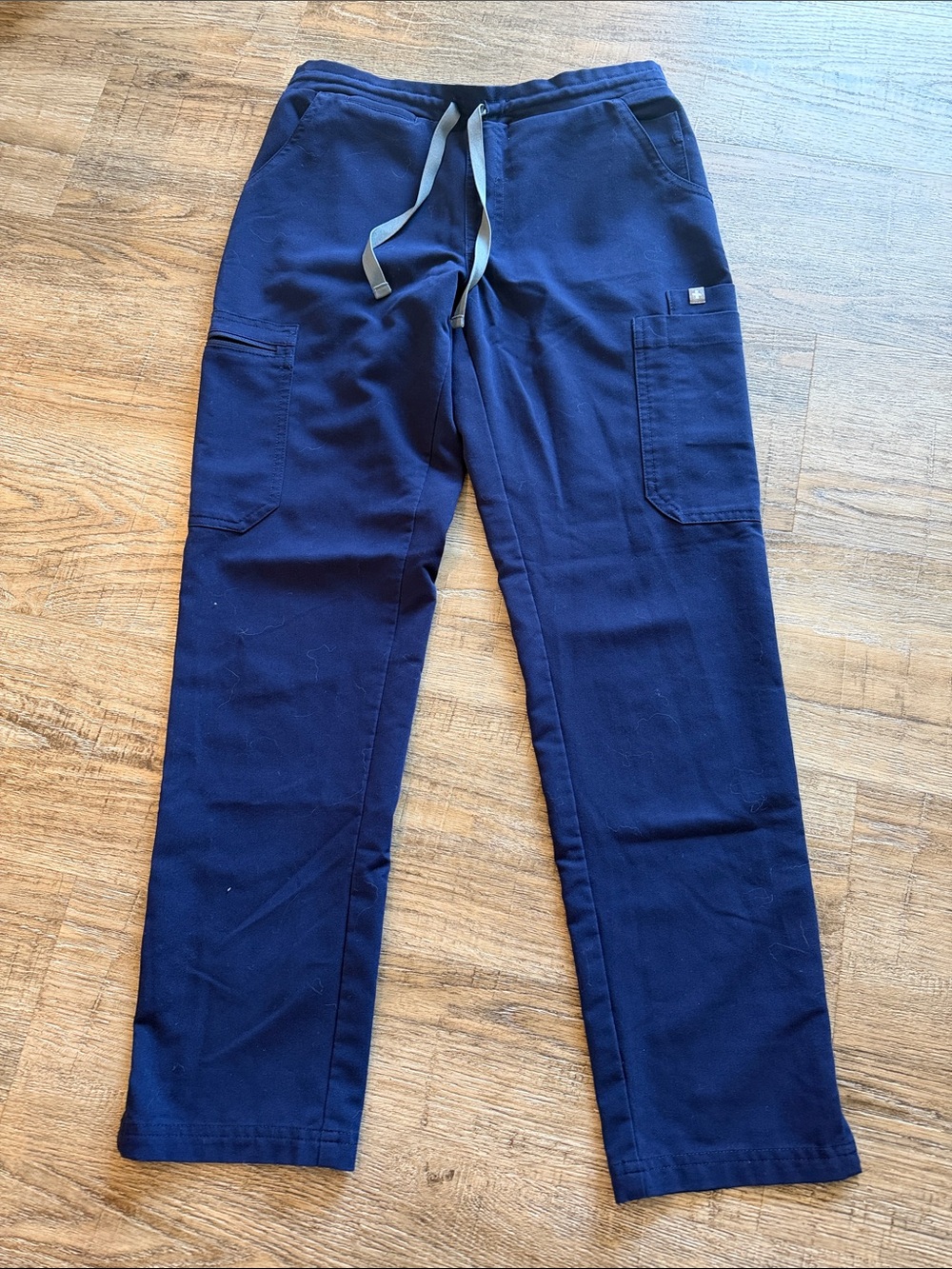Figs Navy Cargo Scrub J with Gray Drawstring